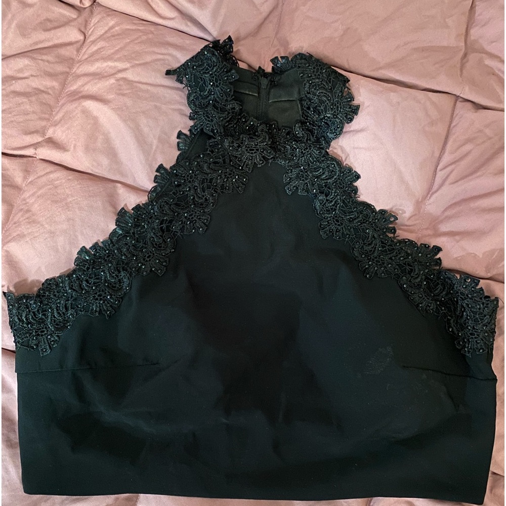 Beaded 2 piece crop top with fitted long skirt